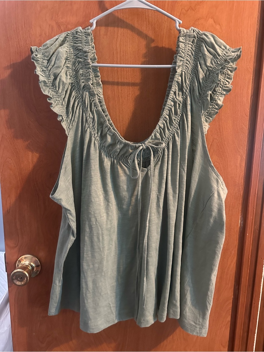 Lovesick Sage Green Ruffled Sleeve Tank Top